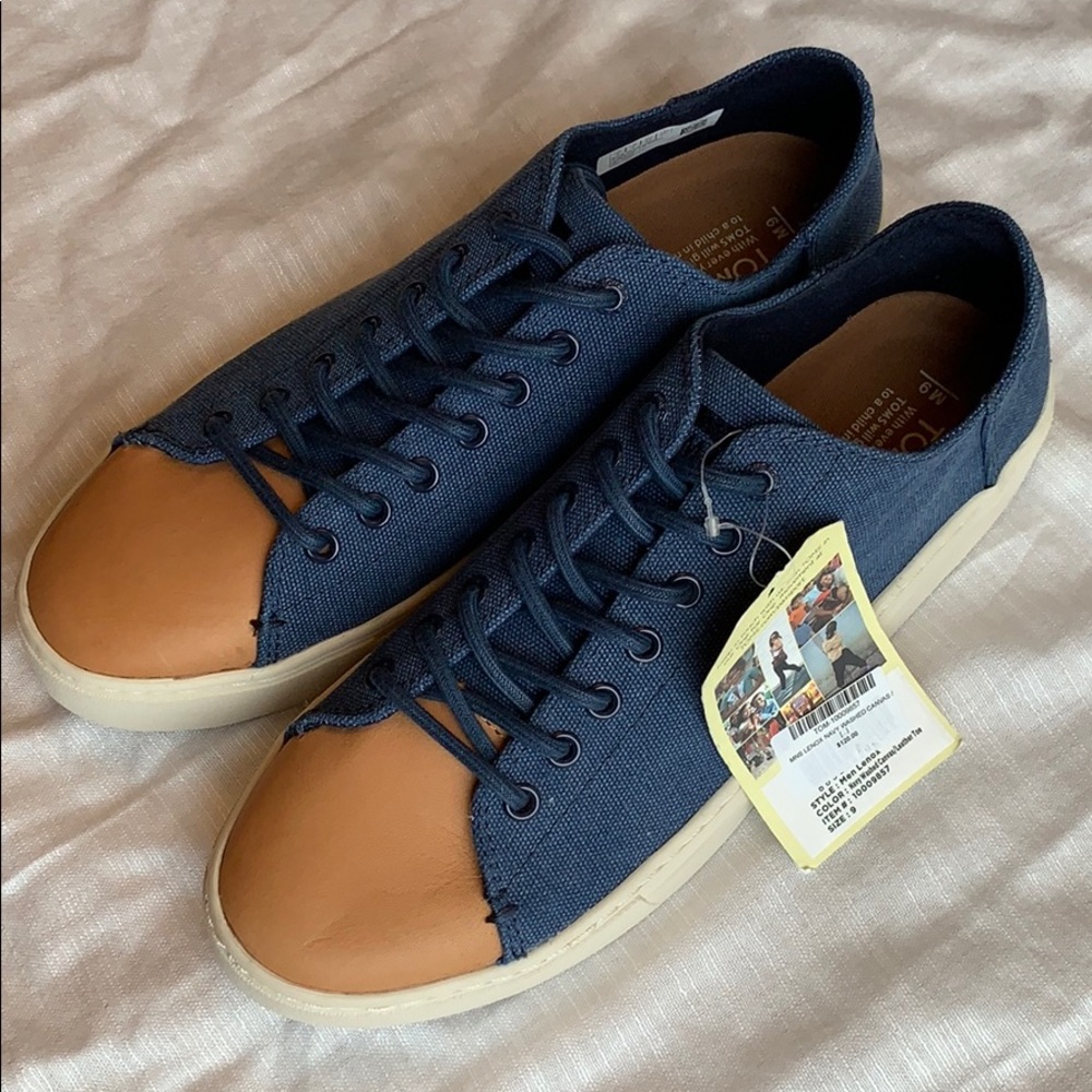 TOMS MENS LENOX LOW-TOP CANVAS SNEAKERS Size 9 - Picture 3 of 7